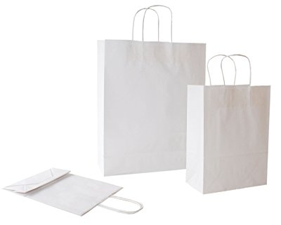 PGV Papiertragetaschen mit Kordel Weiss - Verschiedene Größen und Mengen (22 + 10 x 29 cm, 100 Stück)