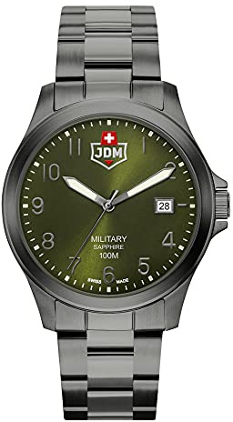 JDM Military Herren Analog Uhr mit Metall Armband JDM-WG001-08