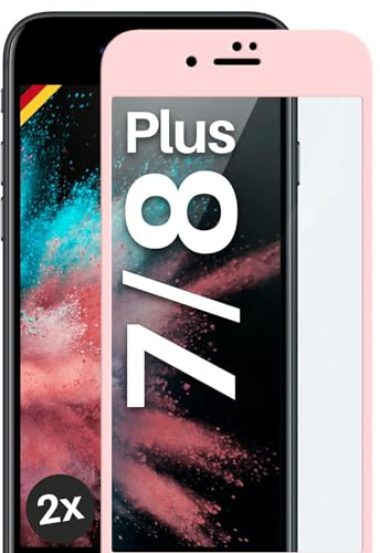 moex Full Screen Schutzglas kompatibel mit iPhone 7 Plus/iPhone 8 Plus - Schutzfolie randlos, ganzer Bildschirm, Curved 3D Schutzglas Folie, Clear 2x Rosegold