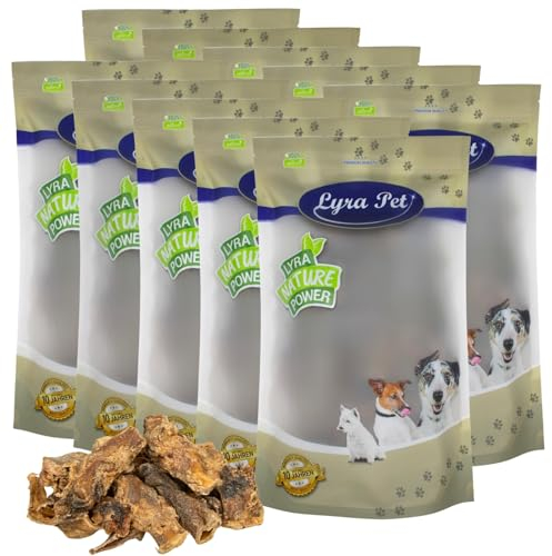 Lyra Pet® 10 kg Ochsenziemer Abschnitte 4-12 cm | Naturbelassener Kausnack zahnpflegend | Proteinhaltiges Leckerli für alle Hunde | Verträglicher & nährstoffreicher Kauartikel | Getrocknet