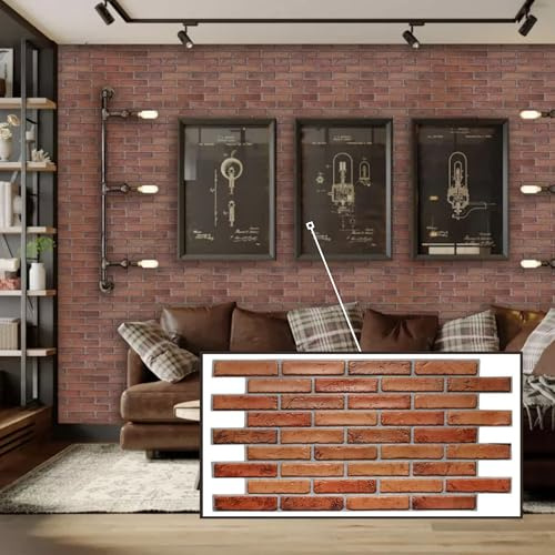 3D-Wandpaneele PVC | Ziegel Optik | 1-20 Platten - 0.5-10 m² | Für Wohnzimmer, Küche & Bad | Einfache DIY-Montage (1, Natural Brick)