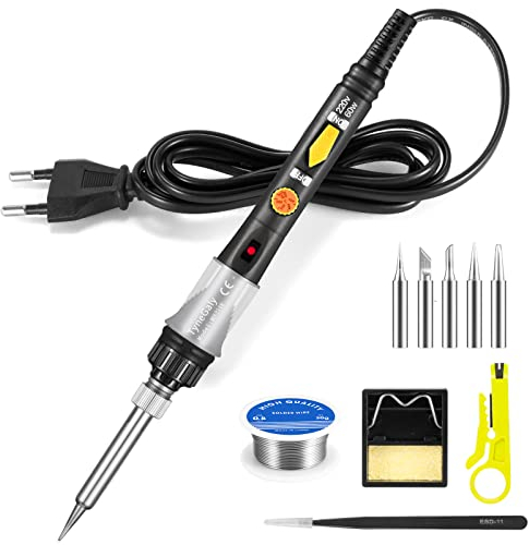 TyneGaly Lötkolben Set, 60W 10-in-1 Soldering iron kit, 10S Schnelles Aufheizen, Einstellbarer Temperatur 200-450 ℃, Lötset für Elektrische Arbeiten Reparaturen (Schwarz)