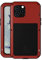LOVE MEI for iPhone 13 Pro Max Case, Outdoor Heavy Duty Military Bumper Aluminum Metal Shockproof Dustproof Anti-scratch Full Body Protection Case with Tempered Glass for iPhone 13 Pro Max (Red)