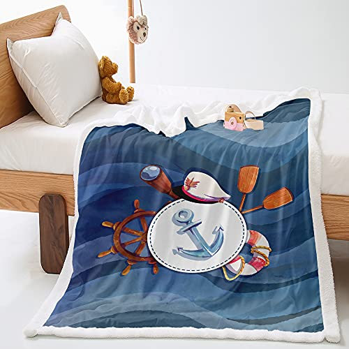 Himlaya 3D Mode Wohndecke Tagesdecke Decke Fleecedecke Polyester Weich Wärme Gemütlich Bettüberwurf Erhältlich Dicke Sofadecke Deckeldecke (150x130cm,Nautischer Anker)