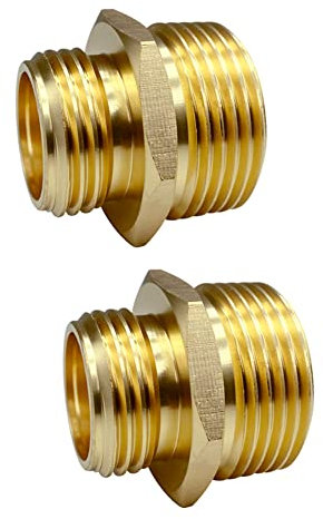 GESHATEN 1,9 cm (3/4 Zoll) GHT männlich x 2,5 cm NPT männlicher Anschluss, Messing-Gartenschlauch-Adapter, industrieller Metall-Messing-Gartenschlauch auf Rohrverschraubungen (2 Stück)