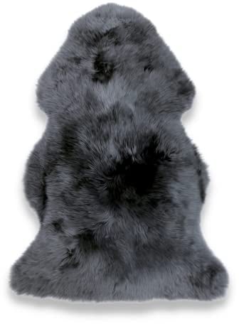 Leibersperger Premium Lammfell aus Merino 120x70 cm– Erhältlich in vielen Farben – Sehr pflegeleicht – Gemütlich und wärmend - Strapazierfähig (Anthrazit)