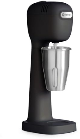 HENDI Professioneller Mixer für Getränke, BPA-frei, Belüfter für leichte Getränke, gefrorener Cappuccino, 1 Becher und 4 Rührstäbchen inklusive, 230 V/400 W, 170 x 196 x 490 mm, Schwarz