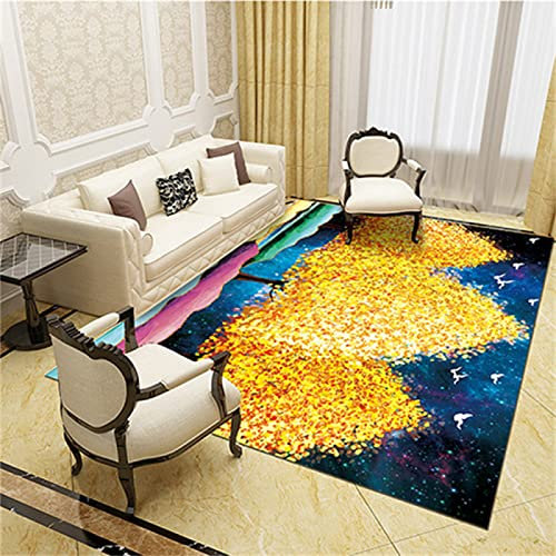 RUGMRZ Schreibtisch Teppich Schöner Landschaftsstil wohnzimmertisch deko Teppich gelb mädchen deko Zimmer Teenager Zimmer Teppich Schreibtisch Teppich Anti Teppich rutsch160x200CM