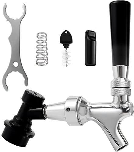 Hilangsan Robinet de fût de bière à tige en acier inoxydable à fermeture automatique Robinet de verrouillage à boule en laiton chromé poli Robinet à bière avec verrouillage à boule Déconnexion rapide