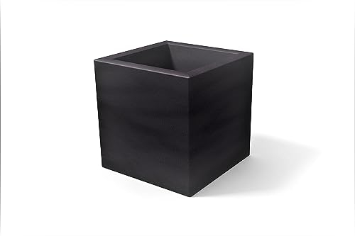 Kloris Maceta Cuadrada Helénico, 35 cm, Polietileno, Color Negro y Antracita, con Capacidad de 35 x 35 cm, Altura y Profundidad de 35 cm