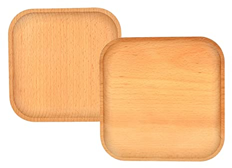 ZOOMPIL Bandeja Madera Rectangular, Bandeja Bambú Rectangular, Mini Bandeja de Bambú Bandeja para macetas suculentas Plato de Madera para Servir para Posavasos, té, café, Pastel, suculento (2 Piezas)