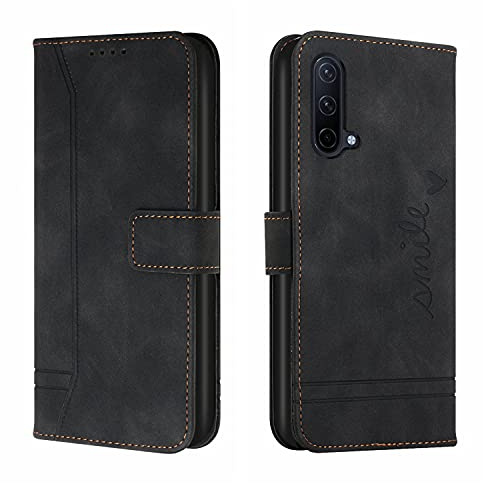 Bravoday Hülle für OnePlus Nord CE 5G, PU Ledertasche Handyhülle Flip Schutzhülle Kompatibel mit OnePlus Nord CE 5G, mit Kartenfäch & Kickstand, Schwarz