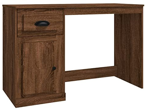 vidaXL Bureau avec Tiroir, Table d'Ordinateur avec Compartiment, Bureau d'Écriture avec Rangement Salon, Moderne, Chêne Marron Bois d'Ingénierie