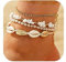 Jovono Lot de 4 bracelets de cheville bohèmes en coquillage doré et festonné pour femme et fille