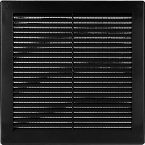 Vent Systems Cubierta de ventilación de plástico negro de 8 x 8 pulgadas (dimensiones de apertura) - Rejilla de ventilación cuadrada plana - Deflector de ventilación - HVAC 10 x 10 pulgadas