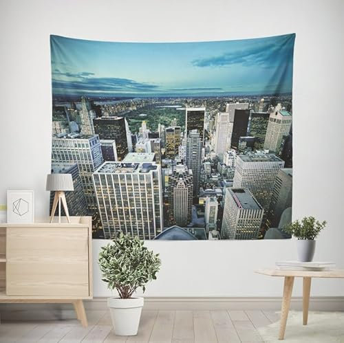 Tapisserie Cuisine Tenture Large Ville Tapisserie Murales Papier Peint 3D Chambre Revetement Mural Credence Décoration Murale pour Le Salon et la Chambre 150x130cm