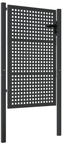 vidaXL Puerta de jardín acero gris antracita 105x175 cm, puerta de exterior, puerta de jardín delantera, puerta de jardín alta, puerta de patio