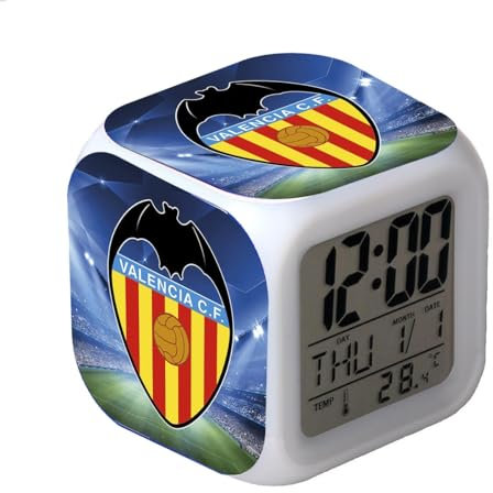 Genérico Valencia fútbol Reloj Valencia fútbol Despertador con Alarma y Luces