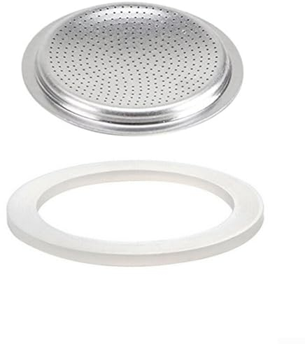 Zoegneer Ersatz-Silikon-Gummidichtung und Filtersieb für Espresso-Töpfe, Mokkakanne (6 Tassen + Sieb)