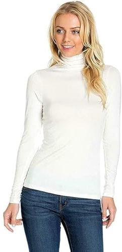 VEARZ® Womens Polo ROLL Neck Jumper - Ladies Long Sleeves Plain Stretchy HIGH Neck Pull Over Sweater Turle Neck Top (L/XL (UK 16-18), Cream)