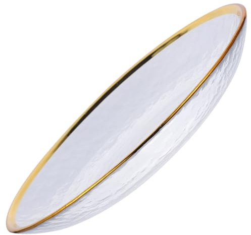 LIFKOME Glasschale Ramen-platte Westlicher Speiseteller Teeteller Servierplatte Aus Glas Kuchen Dessertteller Vintage-gerichte Steakteller Runder Dessertteller Haushalt Nachtisch 15c