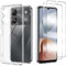 Cover Compatibile per ZTE Blade A34 con 2 Pellicola Vetro Temperato, Morbido Silicone ed Antiurto Protettivo Bumper TPU Gel Smartphone Custodia Case - Trasparente