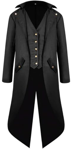 KGIHPC Giacca vintage da uomo, stile steampunk, gotico, vittoriano, costume di Halloween | Cappotto gotico steampunk da uomo, per Halloween, cosplay, costumi, travestimenti, feste a tema steampunk