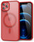 oakxco for iPhone 12 Pro Max Case Clear Magnetic Compatible with Magsafe, Thin Slim Transparent Non Yellowing, Hybrid Soft Silicone Bumper & Hard Plastic Protective Cover for Women, Red