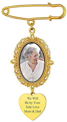 Supcare Damen Brosche mit Foto Oval Anhänger Custom Gravur Personalisierte Broschennadeln Gold Memorial Anstecknadeln Anstecker Charme Photo DIY Pins Clip Zubehör für Brautjungfern