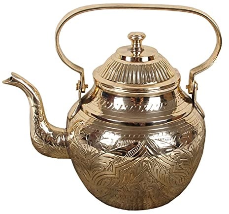 WAOCEO Théière Cuivre Pur Eau bouillante Bouilloire à thé Antique cuivre Pur Théiere Main en Laiton Pot à thé sculpté Faire bouillir l'eau Pot 600ml Théière