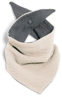 Baby Dreieckstuch Lätzchen mit Druckknopf für Babys & Kleinkinder Musselin 100% Bio Baumwolle (sand)