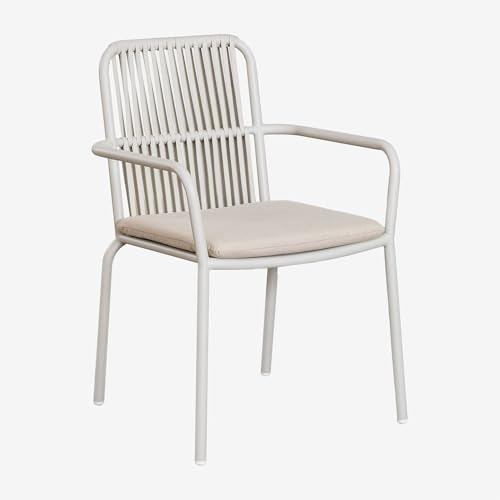 SKLUM Stapelbarer Gartenstuhl mit Aluminiumarmlehnen Alberta Helles Grau