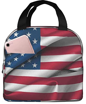 TRESILA Isolierte Lunchtasche für Damen, Kühltasche, Lunchbox/amerikanische Flagge/wiederverwendbare Lunch-Tragetasche, Crossbody, für Männer und Mädchen, Outdoor, Picknick, Arbeit