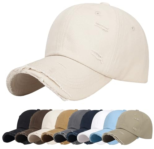 Baynetin Basecap Vintage Used Look Outdoor Kappe Mütze Unisex Freizeit Baumwolle Verstellbar Baseballcap Sommerhut (Beige)