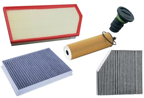 mbmax.de Filterset Inspektionspaket für MERCEDES W213 S213 C238 A238 E-KLASSE | OM654 E200d E220d E300de | Ölfilter | Ablassschraube | Luftfilter | Innenraumfilter | Staubfilter | Aktivkohle