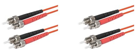 SpeedyFiberTX Câble de Raccordement Fibre Optique ST vers ST, Connecteurs Rouges et Noirs, Jarretière Corning InfiniCor Multimode OM1 62,5/125um, Gaine Duplex LSZH Orange - Lot de 2 x 30m
