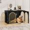 Hzuaneri Hundekäfig Möbel, 100cm Hundebox für Zuhause, 3 Türen, Bogentür, Moderne Hundebox Indoor für Hunde, Beistelltisch, Hundekäfig Hochbelastbar, 60 x 100 x 63 cm, Schwarzes Gold DFC84104A