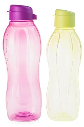 Generisch TW EcoEasy Trinkflasche 1,5 l lila + 1 l limette Trinkverschluss Flasche Wasserflasche (inkl. 1x Schlüsselanhänger Zufällig)