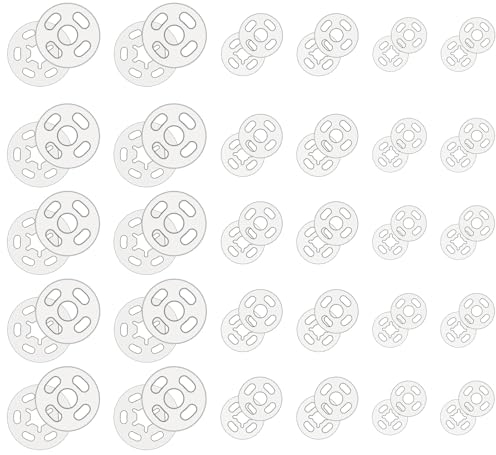 Druckknöpfe zum Annähen 100 Paare Transparent Druckknöpfe Kunststoff Knopf Transparente Durchsichtig Druckknopf zum Anähen Unsichtbare Plastik für DIY Kleidung Hemden, 7 mm, 10 mm, 15 mm