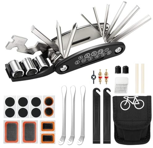 Juego de reparación de bicicletas 16 en 1, juego de herramientas para bicicleta desmontable, kit de reparación de bicicletas y herramientas, herramientas para bicicleta, multiherramienta multifunción,