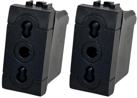 Voltix Set di 2 Prese Elettriche da Muro Bipasso Bivalente 2P+T 16A, Compatibili con Bticino Living Light e Living International, Alta Qualità (2 Pezzi Presa Bipasso)