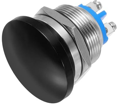 sourcing map 1 interrupteur à bouton poussoir momentané à tête champignon 5 A 250 V AC 22 mm Noir 1NO Étanche IP65 SPST Installation ronde bombée 2 vis à pied interrupteur