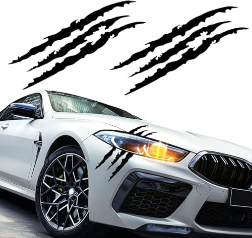 TLDSHOP® - Adesivo per Auto Graffi Artigli - 2 Pezzi Adesivi per Auto a Forma di Graffi Nero - Adesivo Mostro Artigli Segni - Adesivi Auto Tuning Strisce Decorative per Auto (Nero)