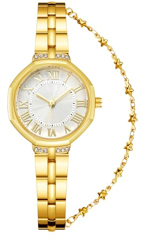 CIVO Armbanduhr Damen Klein Gold: Edelstahl Damenuhr Elegante - Vintage Armbanduhr für Damen Günstige