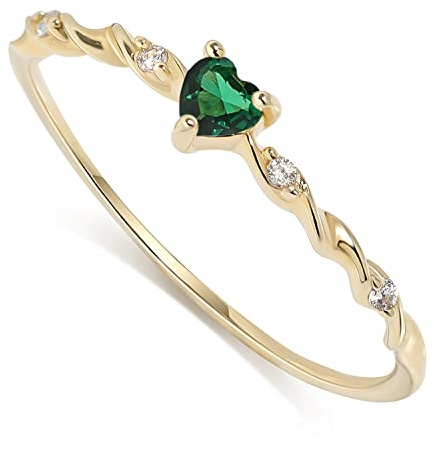 Vergoldete Geburtssteinringe für Damen, Herz-Gold-Stapelring, 925 Sterling Silber, handgefertigte Freundschaftsringe, Geburtsstein
