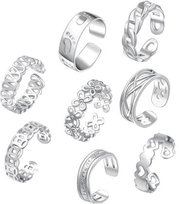 OATIPHO 8st Fußring Schwanzring Zehenring Ringe Silber Zehenknöchel Vintage Silberringe Silberner Anzug Silberschmuck Modeschmuck Mann Klingelt Dekorativer Fußring Boho-ringe Metall Silver