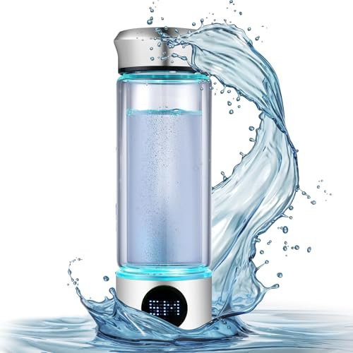 LevelUpWay - 2025 Improved - Glass Hydrogen Water Bottle Generator with SPE PEM Technology - LED Display - up to 3000ppb - (300ml)