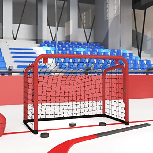 Möbelval hockeymål med nät röd och svart 68 x 32 x 47 cm stål och polyester