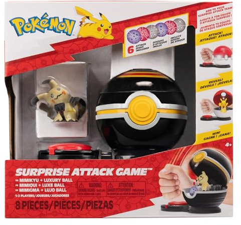 Pokémon PKW3721 - Surprise Attack Game Einzelpack - Mimigma mit Luxusball, offizielle Figur mit Ball