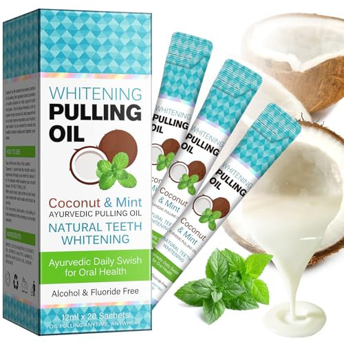 Aceite de extracción de coco, extracción de aceite de menta, bolsas de viaje de extracción de aceite, 20 unidades, aliento fresco y blanqueamiento de dientes y encías saludables, aceite de coco